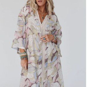 NWOT Three Bird Nest Honey Ikebana Kimono OS